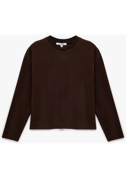 Rahat Kalıp Uzun Kollu Bisiklet Yaka Tişört