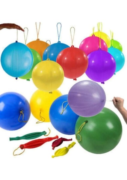 25 Adet Lastikli Zıpzıp Balon Ipli Punch Panç Büyük Balon fiyatları