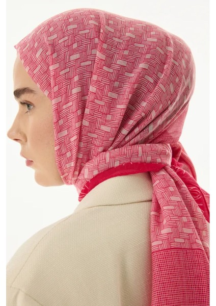 Aria Çizgi Desen Fuşya Pamuklu Şal modelleri