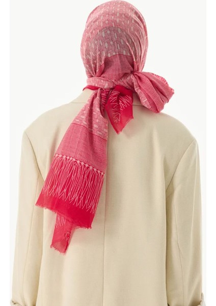 Aria Çizgi Desen Fuşya Pamuklu Şal fırsatları