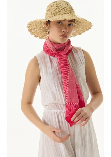 Aria Çizgi Desen Fuşya Pamuklu Şal indirimleri