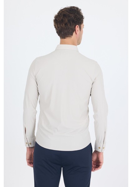 Taş Rengi Smart Düğmeli Yaka Uzun Kol Cepsiz Slim Fit Esnek Gömlek Gömlek 1004250252 indirimleri