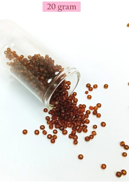 Dökme Cam Kum Boncuk (8/0) 3 mm - 20 Gram - Şeffaf Koyu Kahve - BNC159