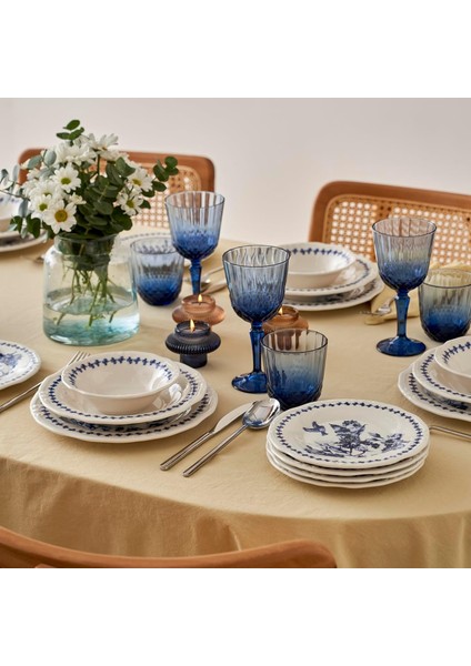 Porselen 24 Parça 6 Kişilik Yemek Takımı Mavi