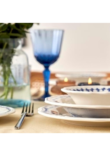 Porselen 24 Parça 6 Kişilik Yemek Takımı Mavi fiyatları