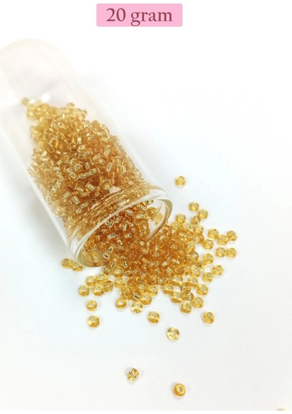 Dökme Cam Kum Boncuk (8/0) 3 mm - 20 Gram - Şeffaf Koyu Sarı - BNC176