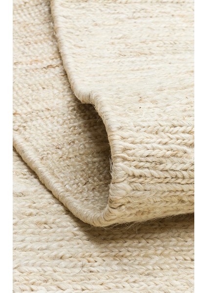 Vaishnavi Düz Bej Pamuk Dikdörtgen El Dokuma