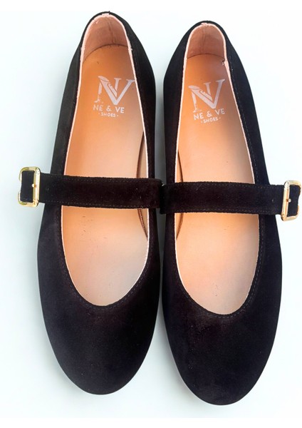 Siyah Süet Hakiki Deri Yuvarlak Burunlu Tokalı Kadın Babet fiyatları