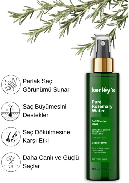 Doğal Saf Biberiye Suyu, Dökülme Karşıtı, Güçlendiricı, Hızlı Saç Uzama, Saç Toniği 100 ml modelleri