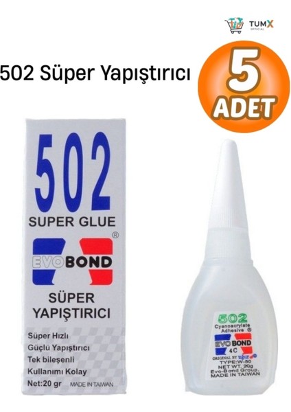 502 Güçlü Japon Yapıştırıcısı 20 gr Süper Yapıştırıcı (5 Adet)