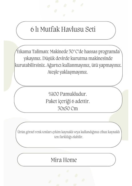 6 Parça Mutfak Havlusu Seti &#37;100 Pamuklu Zahter modelleri