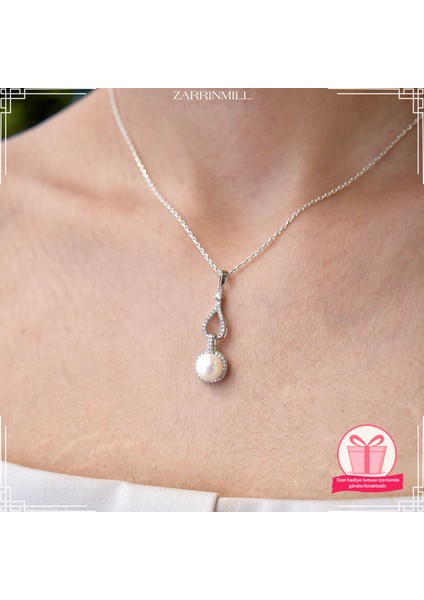 Kadın 925 Ayar Gümüş Taşlı Inci Kolye