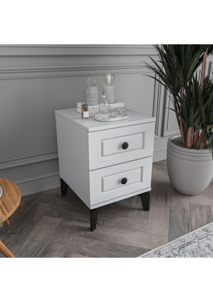 Panjur 2 Çekmeceli Komodin Tamamı Mdf (Beyaz) fiyatları