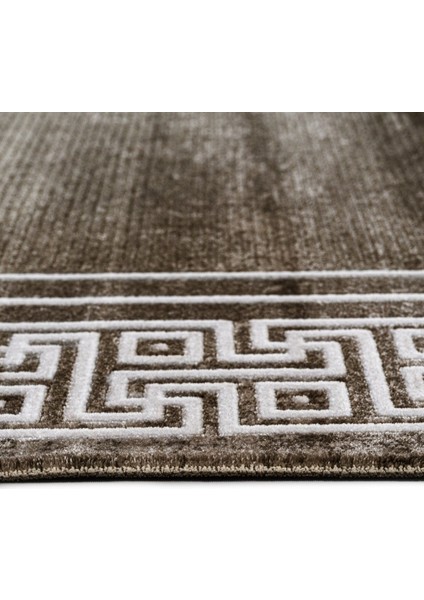 Jamberoo Çerçeveli Kahverengi Akrilik Dikdörtgen Modern Desenli Akrilik Hav Vermeyen Leke Tutmayan Kolay Temizlenen Yumuşak Makine Salon Yolluk Mutfak Halı fiyatları