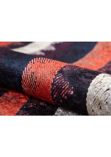 Nagpur Turuncu Modern Etnik Desenli Makinada Yıkanabilir Hav Toz Vermez Leke Tutmayan Kaymaz Taban Dijital Makine Baskı Salon Yolluk Mutfak Halı indirimleri