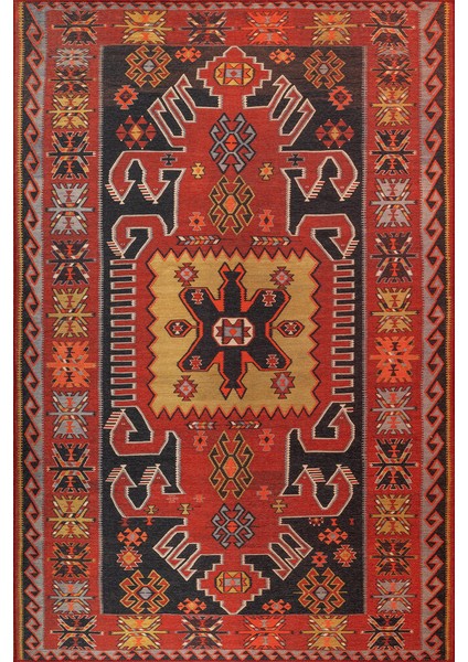 Gamboa Klasik Kırmızı Polyester Dikdörtgen Modern Desenli Pamuk Makinada Yıkanabilir Hav Toz Vermez Leke Tutmayan Kaymaz Taban Dijital Makine Baskı Salon Yolluk Mutfak Halı fiyatları