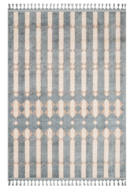 Praval Gri Modern Etnik Desenli Kadife Makinada Yıkanabilir Hav Toz Vermez Leke Tutmayan Kaymaz Taban Dijital Makine Baskı Salon Yolluk Mutfak Halı