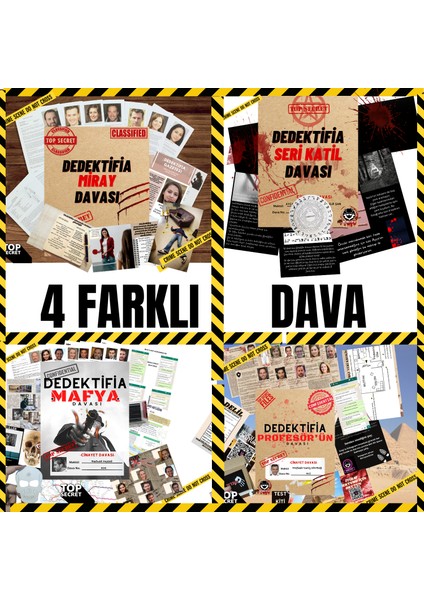 4 Farklı Cinayet Davası Bir Arada, Çözülememiş Zor Davalar Serisi, Kutulu Kampanyalı Dedektiflik Oyunu, Dedektif Oyunu, Suçlu Kim Oyunu
