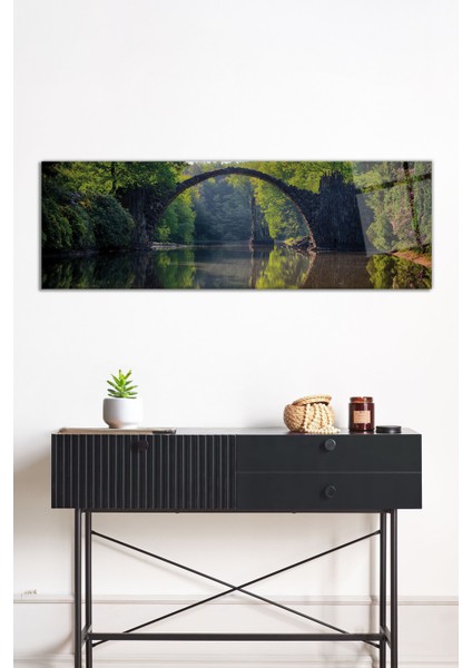 Yeşillikler Içerisinde Köprü Panoramik Cam Tablo, Darbelere Dayanıklı Kırılmaz Cam, Hediyelik