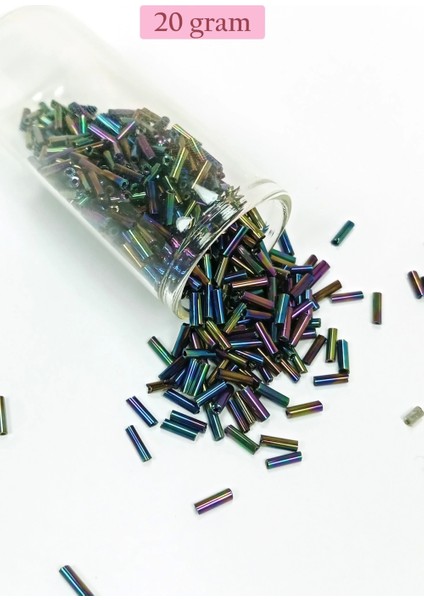 Uzun Boru Kesme Boncuk Çap 2mm Uzunluk 10 mm - 20 Gram - Mavi Yeşil - BNC230