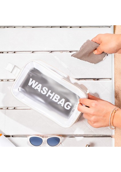 2li Şeffaf - Beyaz Seyahat ve Makyaj Çantası Su Geçirmez Organizer Washbag modelleri