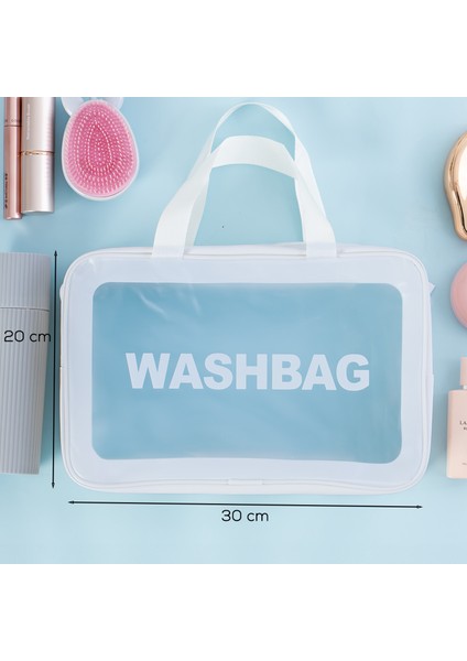 2li Şeffaf - Beyaz Seyahat ve Makyaj Çantası Su Geçirmez Organizer Washbag fırsatları