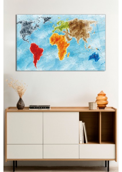 Yağlı Boya Görünümlü Harita Cam Tablo, Darbelere Dayanıklı Kırılmaz Cam, Hediyelik