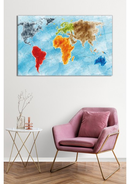 Yağlı Boya Görünümlü Harita Cam Tablo, Darbelere Dayanıklı Kırılmaz Cam, Hediyelik fiyatları