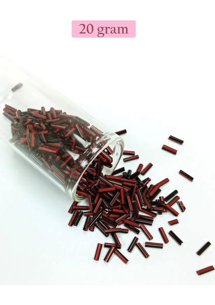 Uzun Boru Kesme Boncuk Çap 2mm Uzunluk 10 mm - 20 Gram - Kırmızı Siyah - BNC252