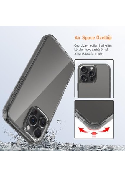 iPhone 16 Pro Max ile Uyumlu Air Hybrid Darbe Emici Tpu ve Pc Kılıf, Smoke Black modelleri
