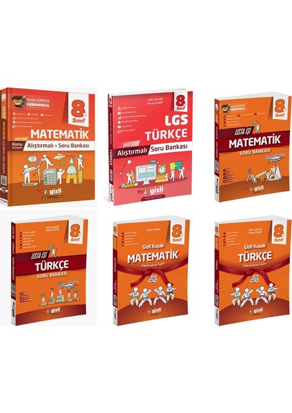 Gizli 2025 8. Sınıf Lgs Matematik + Türkçe Alıştırmalı + Usta Işi Soru + Gizli Kuşak Seti 6 Kitap Güncel Müfredat
