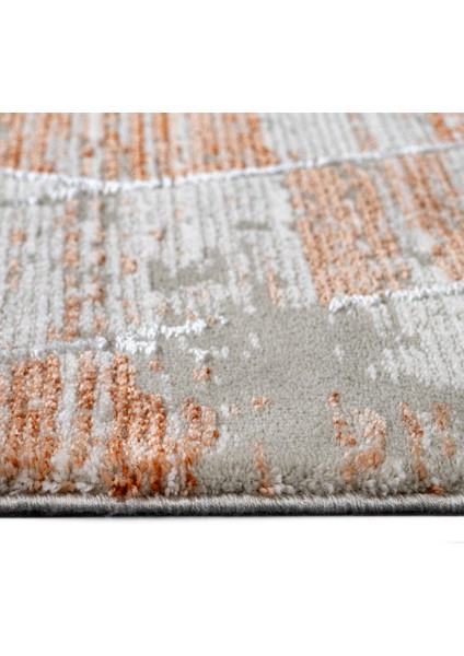 Bridgetown Geometrik Turuncu Akrilik Kare Modern Desenli Akrilik Hav Vermeyen Leke Tutmayan Kolay Temizlenen Yumuşak Makine Salon Yolluk Mutfak Halı fiyatları