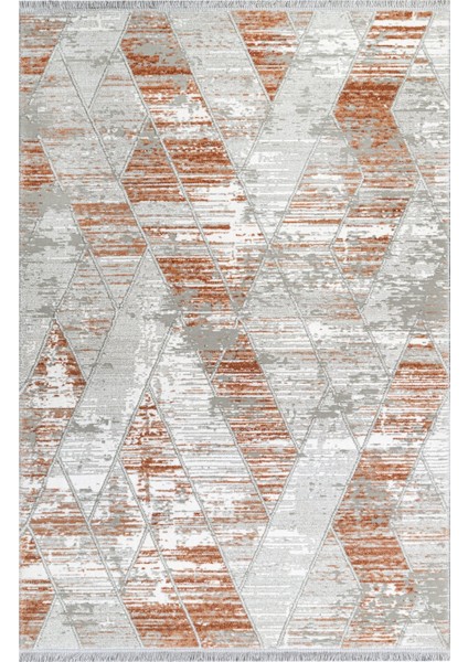 Bridgetown Geometrik Turuncu Akrilik Kare Modern Desenli Akrilik Hav Vermeyen Leke Tutmayan Kolay Temizlenen Yumuşak Makine Salon Yolluk Mutfak Halı fırsatları