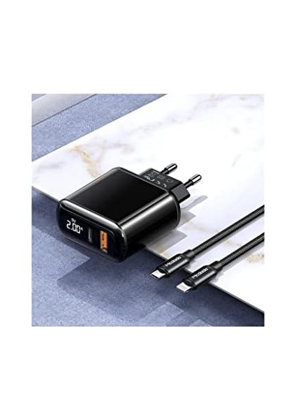 CH-7171 20W Pd3.0 Dijital Göstergeli Usb-C iPhone Şarj Kablolu Dual Portlu Hızlı Şarj Cihazı modelleri