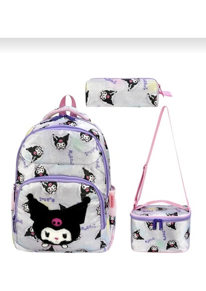 Karakter Desenli Renk Folyo Beslenmelik ve Kalemlikli Kız Ilk Okul Sırt Çantası