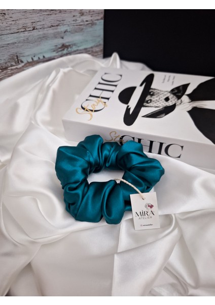 Kadın Saten Toka - Mavi Aura – Tekli Lüks Lastik Model Scrunchie fiyatları
