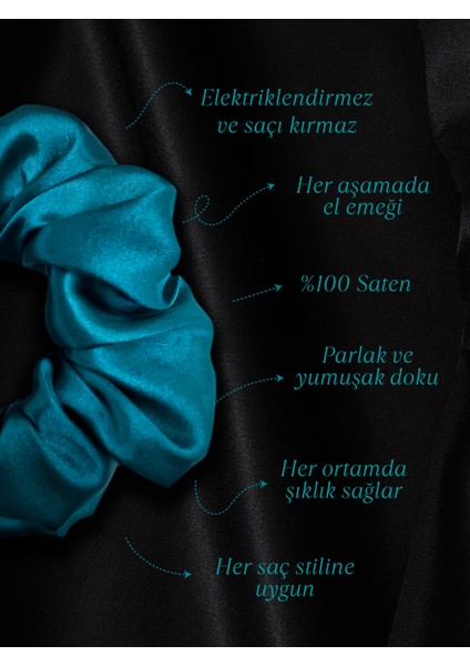 Kadın Saten Toka - Mavi Aura – Tekli Lüks Lastik Model Scrunchie fırsatları