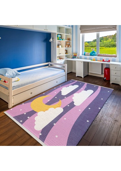 Figürlü Mor Pamuk Dikdörtgen Modern Desenli Pamuk Makinada Yıkanabilir Hav Toz Vermez Leke Tutmayan Kaymaz Taban Dijital Makine Baskı Salon Yolluk Mutfak Halı fiyatları
