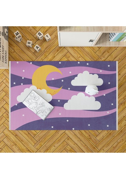 Figürlü Mor Pamuk Dikdörtgen Modern Desenli Pamuk Makinada Yıkanabilir Hav Toz Vermez Leke Tutmayan Kaymaz Taban Dijital Makine Baskı Salon Yolluk Mutfak Halı fırsatları