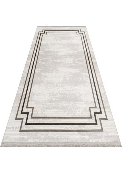 Inverloch Çerçeveli Krem Akrilik Dikdörtgen Modern Desenli Akrilik Hav Vermeyen Leke Tutmayan Kolay Temizlenen Yumuşak Makine Salon Yolluk Mutfak Halı fırsatları