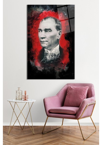 Imzalı Mustafa Kemal Atatürk Portresi Cam Tablo, Darbelere Dayanıklı Kırılmaz Cam, Hediyelik fiyatları