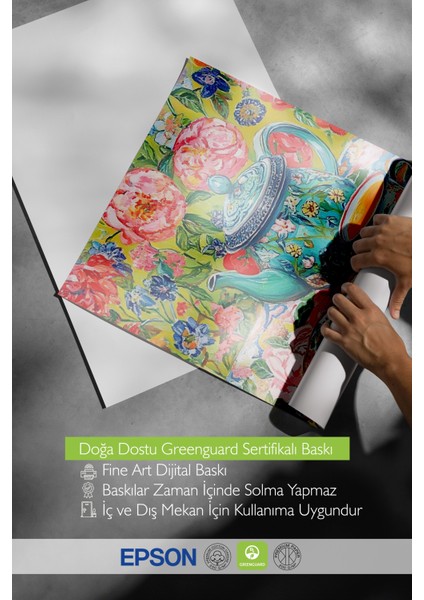 Beyaz Çerçeveli Tablo, Renkli Meyve Deseni Çizimi, Mutfak Dekoru Poster No: 109225