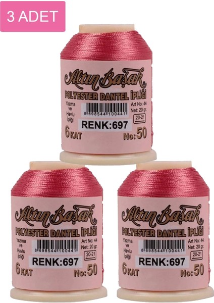 3 Adet Altınbaşak Oya ve Dantel Ipi 20 gr - - No: 697