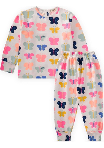 Desenli Pijama Takım 2-10 Yaş Kelebek Desen