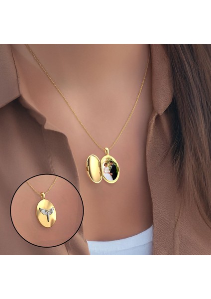 Fotoğraflı Açılabilir Mikail Meleği Altın Kaplama Gümüş Kolye fiyatları