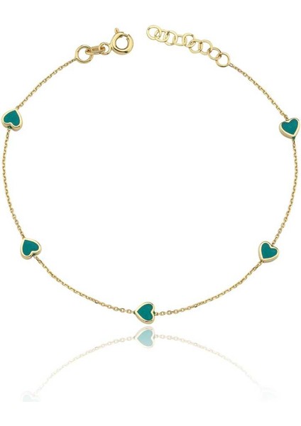 Turkuaz Mineli Sıra Kalp Bileklik fiyatları
