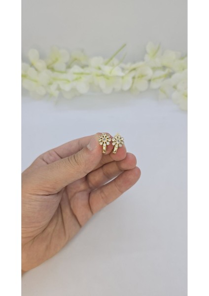 14 Ayar Altın Kaplama Zirkon Taşlı Kadın Küpe – Zarif ve Işıltılı (M32) fiyatları