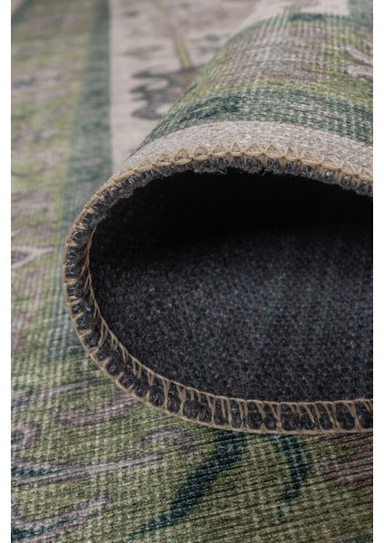 Macarelleta Çerçeveli Yeşil Polyester Dikdörtgen Modern Desenli Pamuk Makinada Yıkanabilir Hav Toz Vermez Leke Tutmayan Kaymaz Taban Dijital Makine Baskı Salon Yolluk Mutfak Halı indirimleri