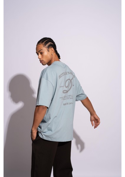 Erkek Oversize T-Shirt Hotel De Narcos Mavi indirimleri