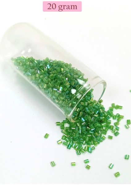 Kesme Cam Boncuk 2mm - 20 Gram - Şeffaf Yeşil -BNC307